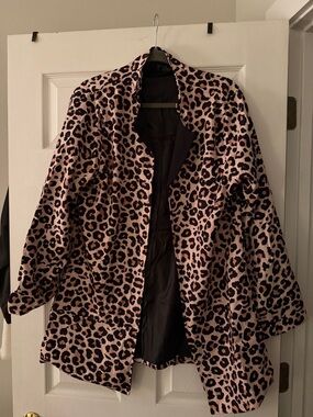 Leopard Print Pink Women's Coat